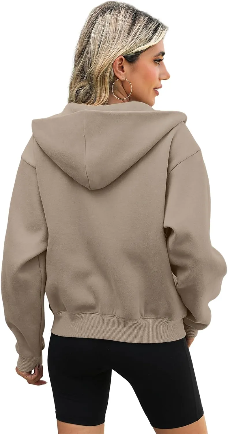 Womens Zip Up Hoodies Long Sleeve Sweatshirts Fleece Hooded Jacket Fall Outfits Clothes 2024
