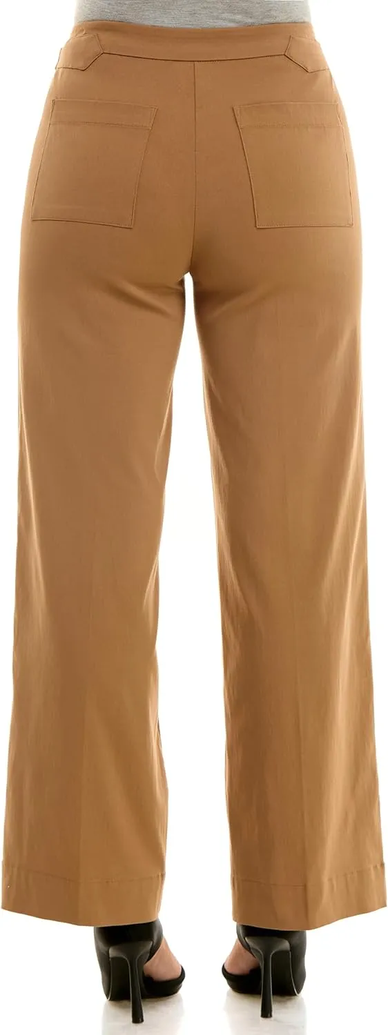 Zac & Rachel Women's Pull on Millennium Wide Leg Pant W/Hardware Waist Tabs