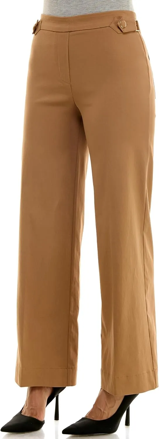 Zac & Rachel Women's Pull on Millennium Wide Leg Pant W/Hardware Waist Tabs