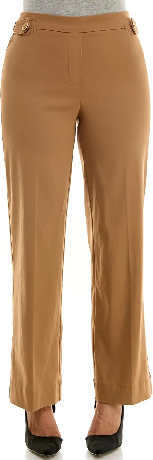 Zac & Rachel Women's Pull on Millennium Wide Leg Pant W/Hardware Waist Tabs
