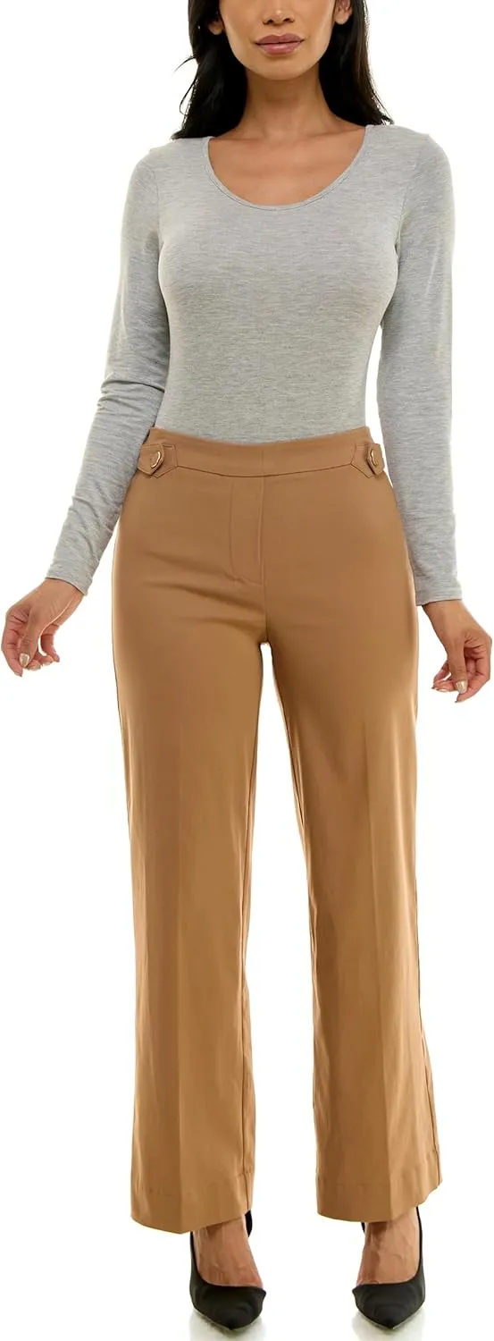 Zac & Rachel Women's Pull on Millennium Wide Leg Pant W/Hardware Waist Tabs