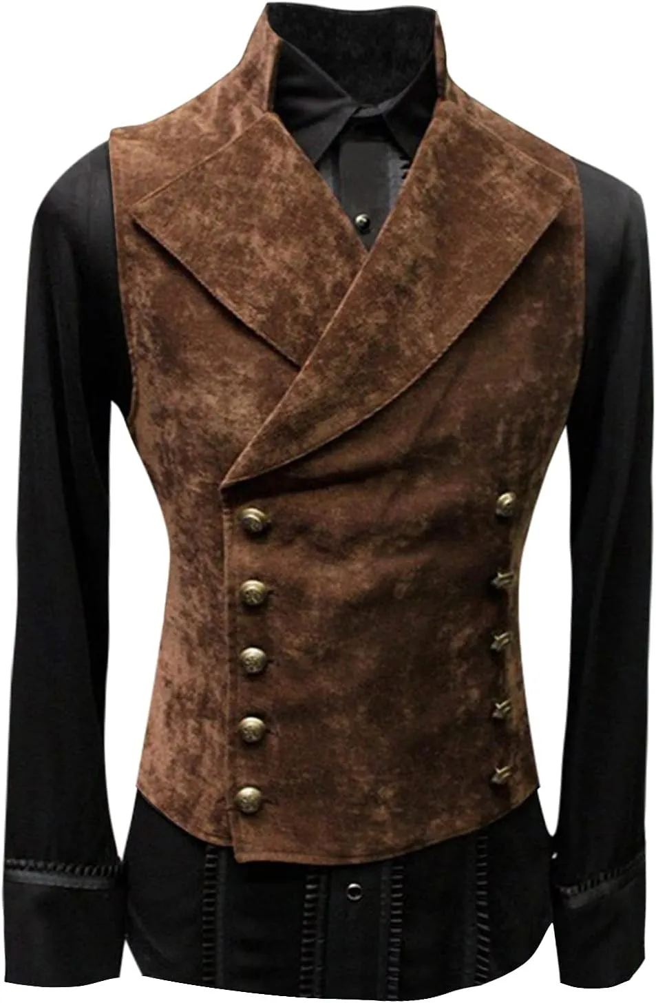 ZHUER Mens Cowboy Suede Leather Vest - Retro Faux Suede Waistcoat for Men - Slim Fit Sleeveless Casual Vest Jacket