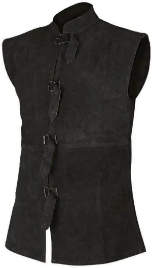 ZHUER Mens Cowboy Suede Leather Vest - Retro Faux Suede Waistcoat for Men - Slim Fit Sleeveless Casual Vest Jacket