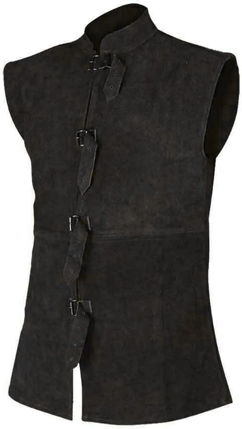 ZHUER Mens Cowboy Suede Leather Vest - Retro Faux Suede Waistcoat for Men - Slim Fit Sleeveless Casual Vest Jacket