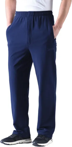 Zoulee Men's Casual Cotton Jogger Sweatpants Zipper Front Pants