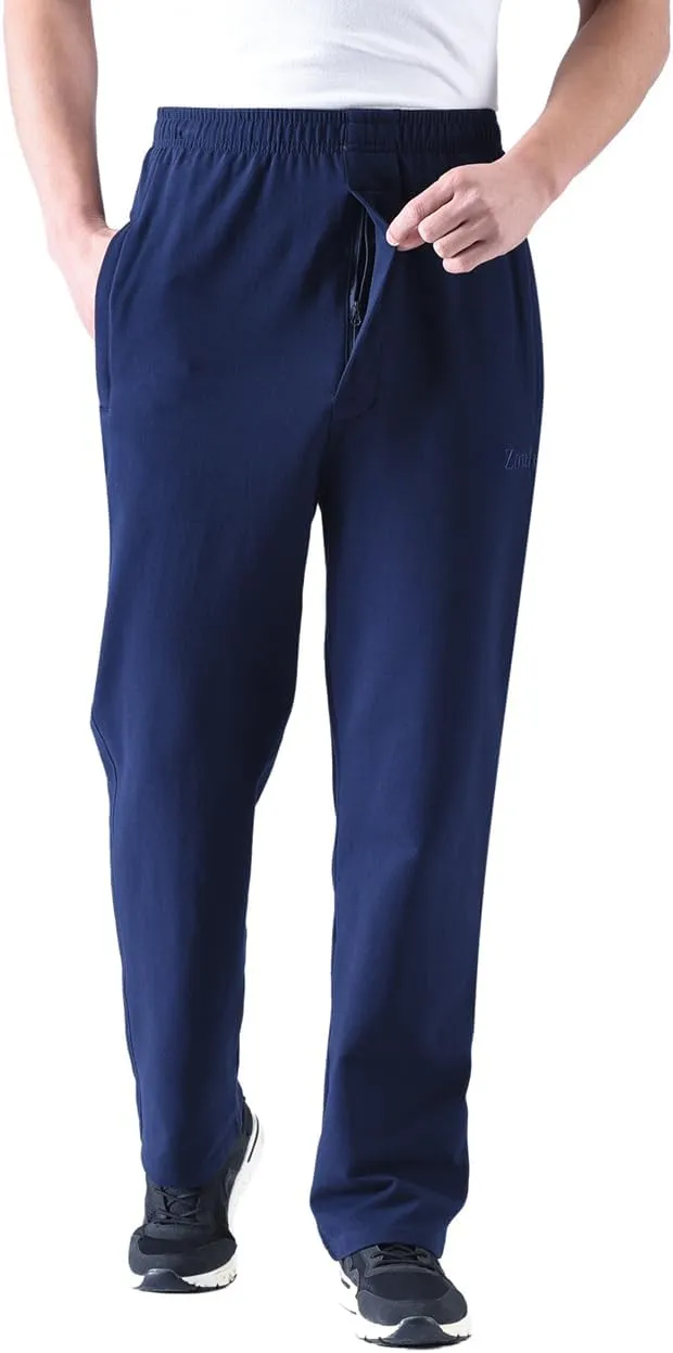 Zoulee Men's Casual Cotton Jogger Sweatpants Zipper Front Pants
