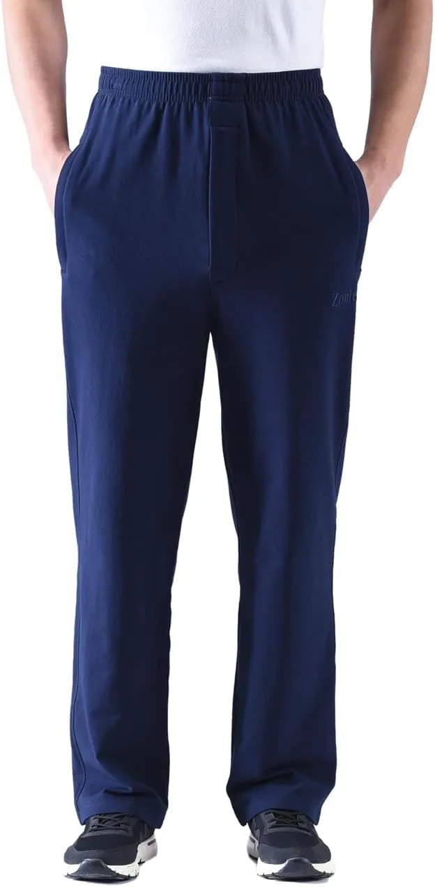 Zoulee Men's Casual Cotton Jogger Sweatpants Zipper Front Pants