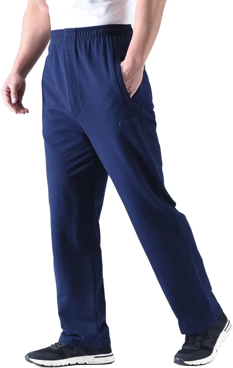 Zoulee Men's Casual Cotton Jogger Sweatpants Zipper Front Pants